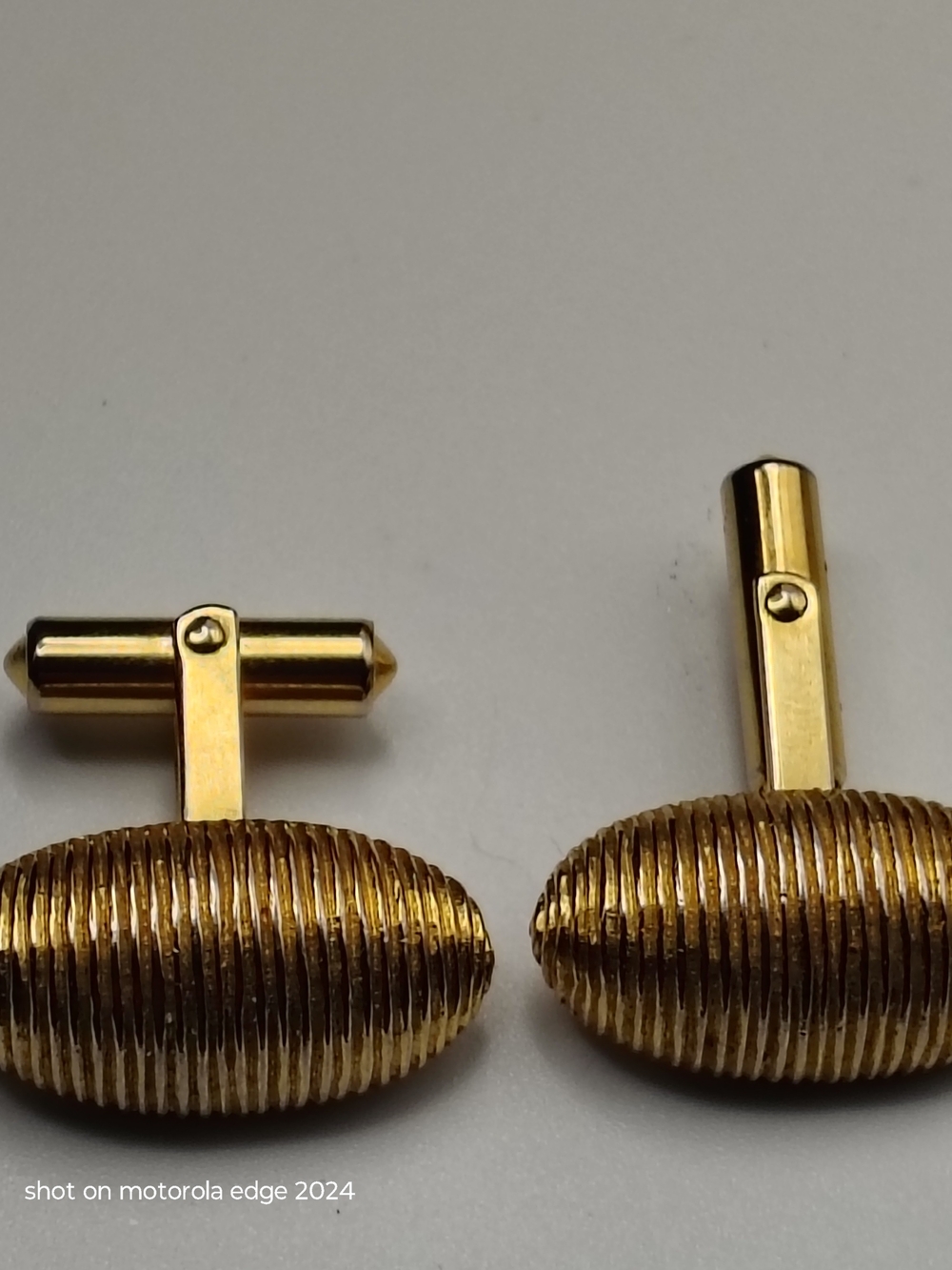 Vintage Signed Christian Dior Ribbed Gold Oval Cufflinks